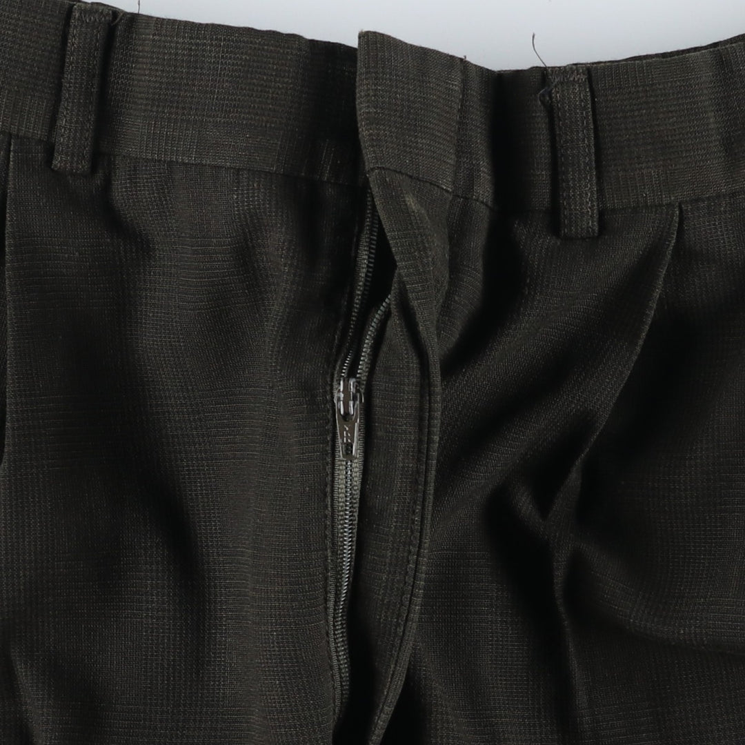 CAMBRIDGE Glen Check Three-pleat Slacks, Made in USA, Men's Size W31 polyester Khaki type Vintage Second Hand