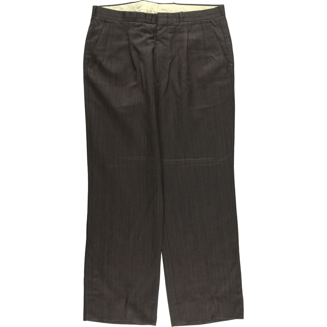 Two-pleat slacks pants for men, equivalent to W35 unclear Charcoal Vintage Second Hand