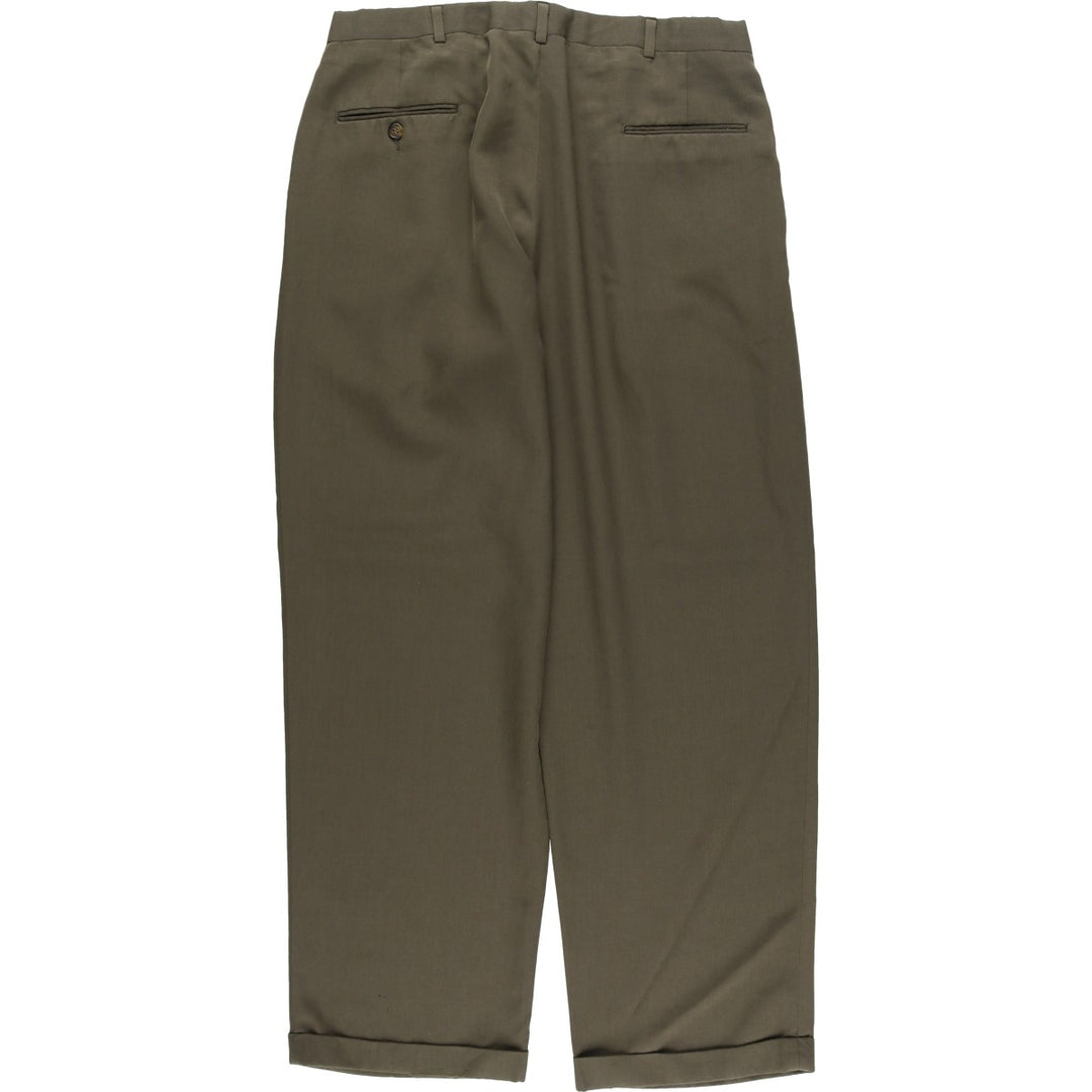 90'S CITY STREETS Three-pleat Slacks, Men's, Size 34, Vintage polyester Khaki type Vintage Second Hand
