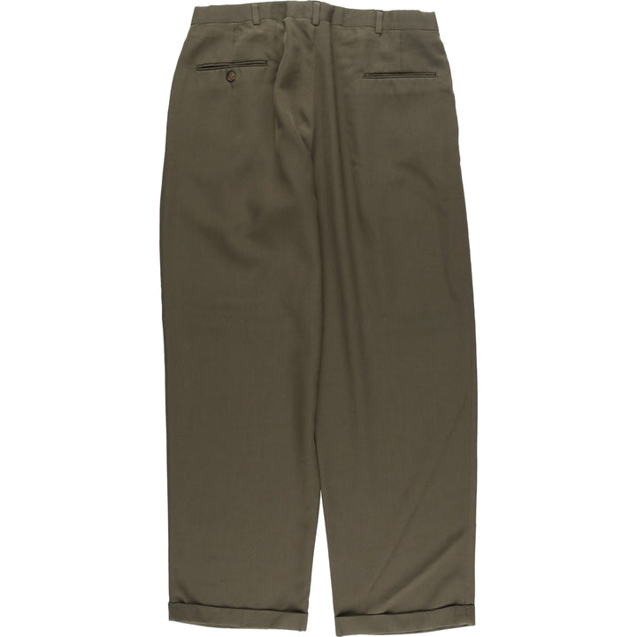 90'S CITY STREETS Three-pleat Slacks, Men's, Size 34, Vintage polyester Khaki type Vintage Second Hand
