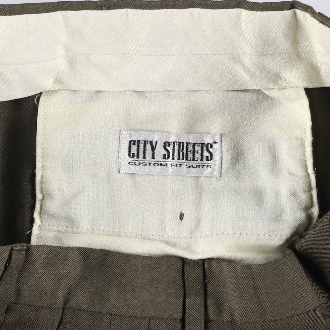 90'S CITY STREETS Three-pleat Slacks, Men's, Size 34, Vintage polyester Khaki type Vintage Second Hand