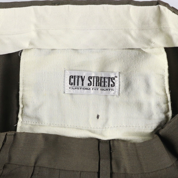 90'S CITY STREETS Three-pleat Slacks, Men's, Size 34, Vintage polyester Khaki type Vintage Second Hand