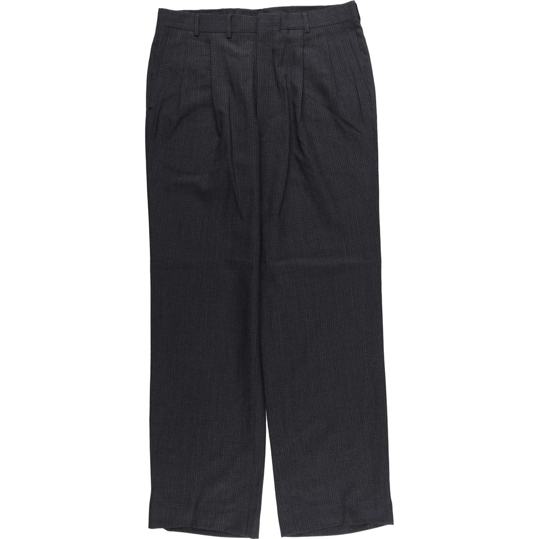 Vintage check pattern two-pleat slacks for men, size W35 unclear Charcoal Vintage Second Hand