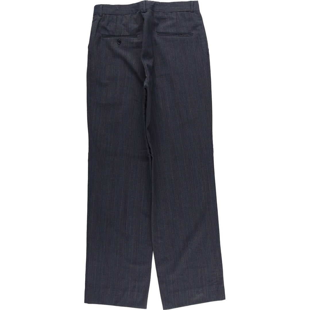 Stripe Pattern Two-pleat Slacks Pants for Men (W32 equivalent) unclear Charcoal Vintage Second Hand