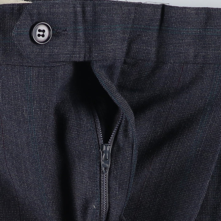 Stripe Pattern Two-pleat Slacks Pants for Men (W32 equivalent) unclear Charcoal Vintage Second Hand