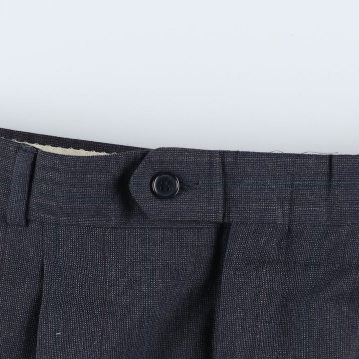 Stripe Pattern Two-pleat Slacks Pants for Men (W32 equivalent) unclear Charcoal Vintage Second Hand