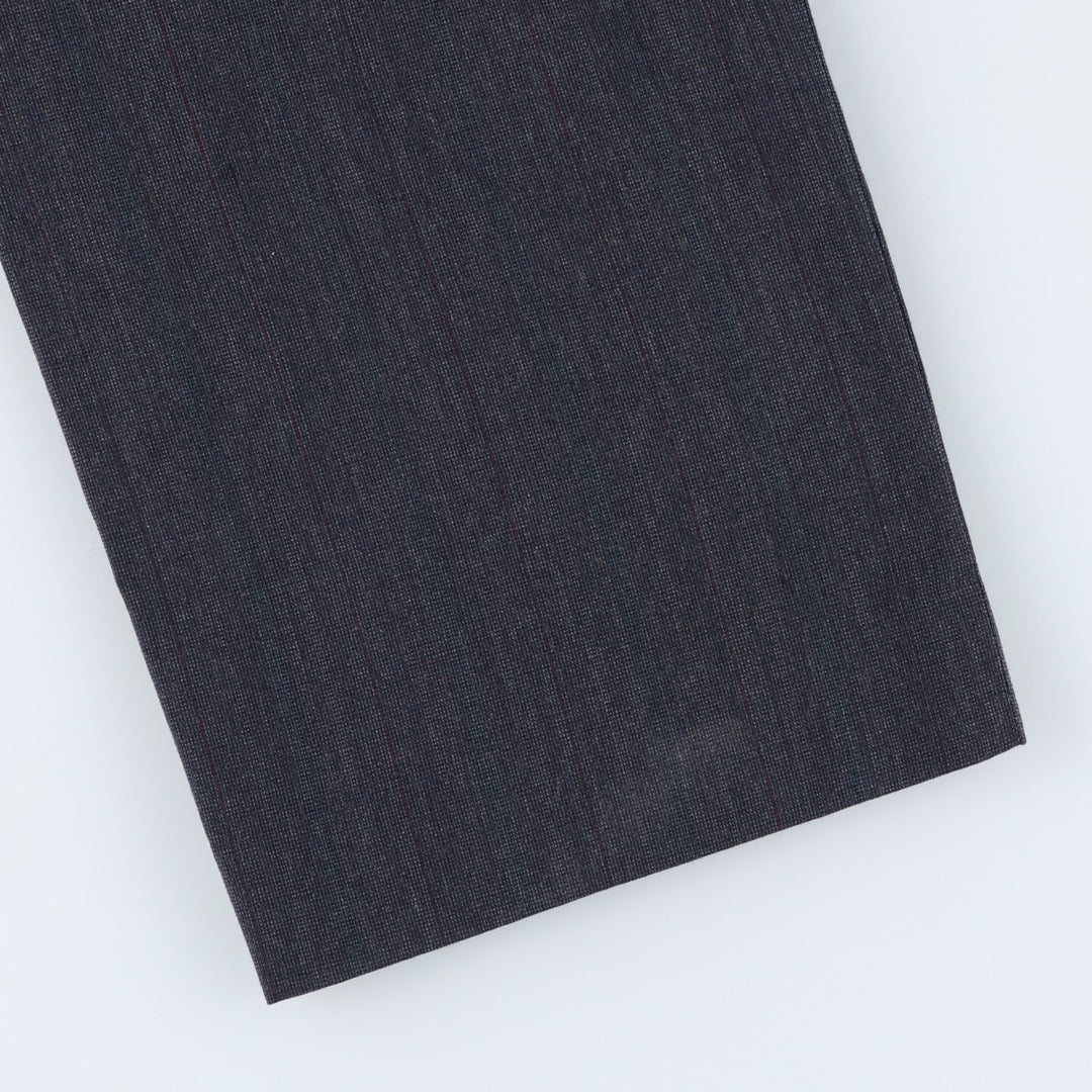 Stripe Pattern Two-pleat Slacks Pants for Men (W32 equivalent) unclear Charcoal Vintage Second Hand