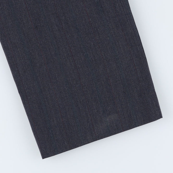 Stripe Pattern Two-pleat Slacks Pants for Men (W32 equivalent) unclear Charcoal Vintage Second Hand