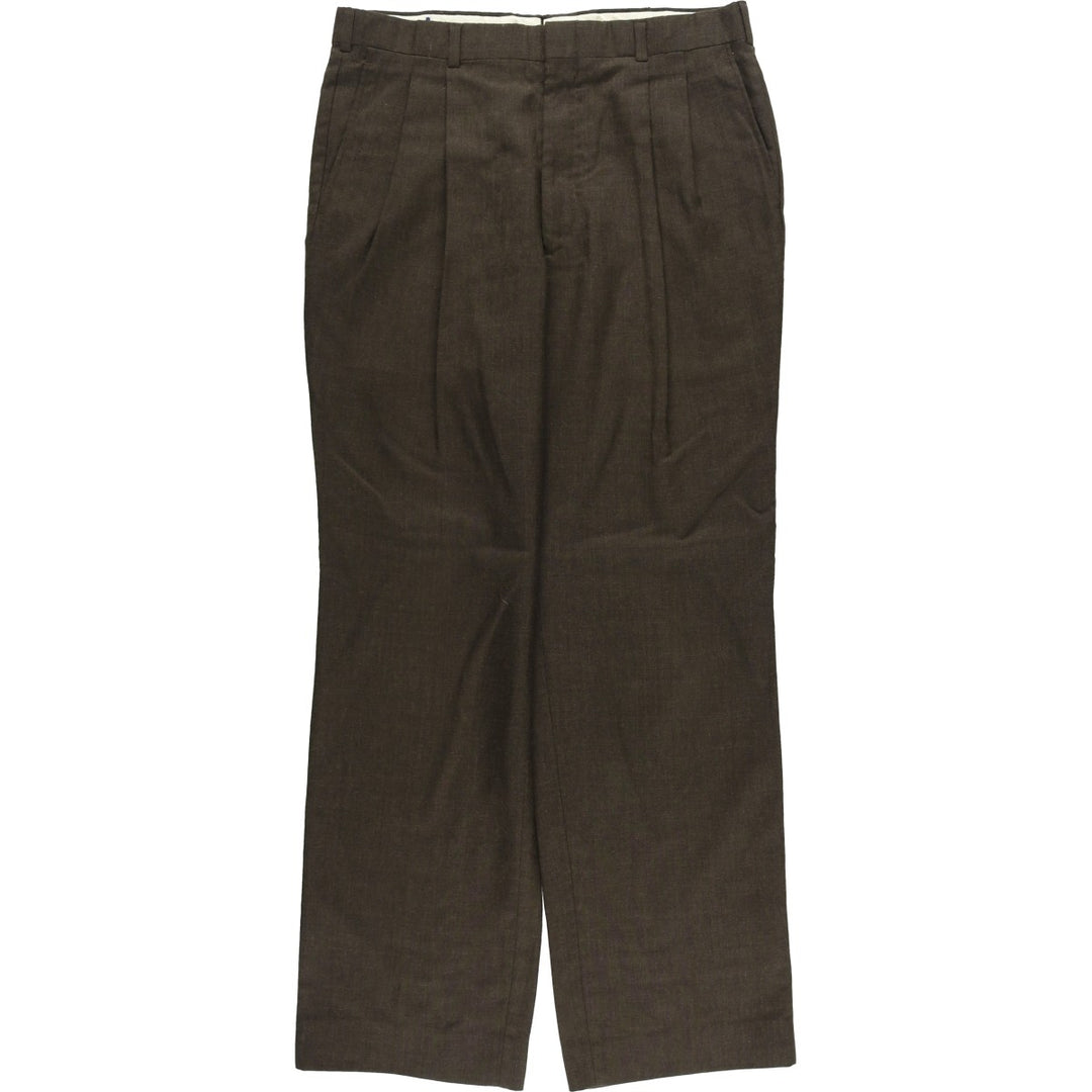 Vintage two-pleat polyester and wool pants, made in the USA, men's size W34. polyester brown type Vintage Second Hand