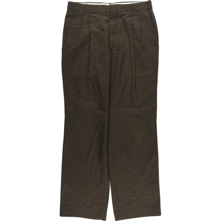 Vintage two-pleat polyester and wool pants, made in the USA, men's size W34. polyester brown type Vintage Second Hand
