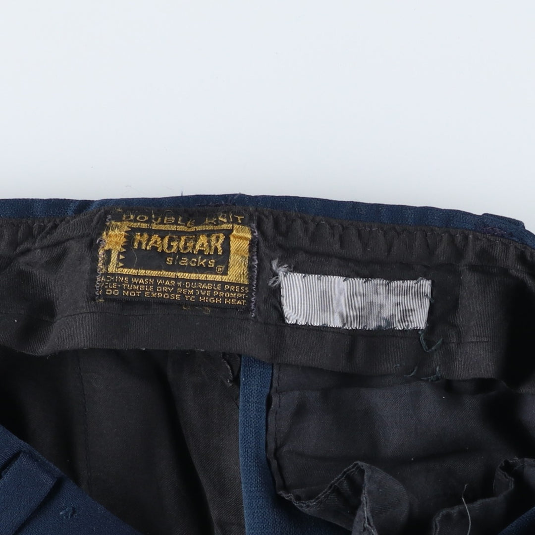 Vintage 70s-80'S Haggar slacks, men's size W34 unclear navy blue type Vintage Second Hand