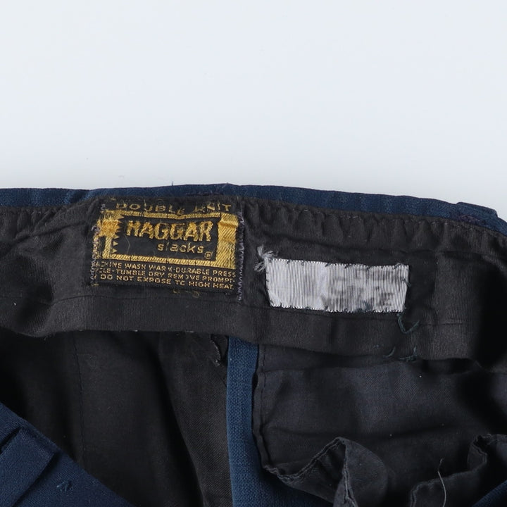 Vintage 70s-80'S Haggar slacks, men's size W34 unclear navy blue type Vintage Second Hand