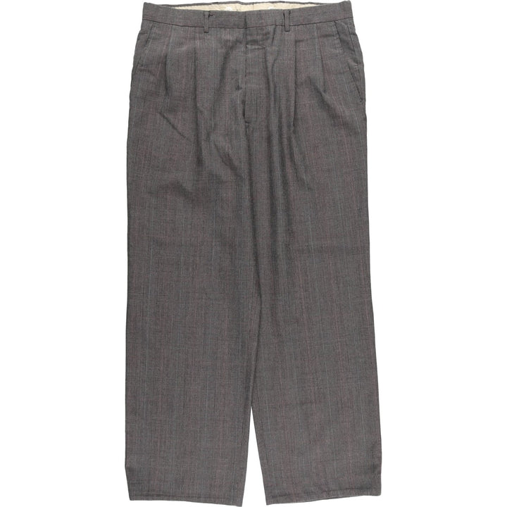 Vintage 80s-90'S Glen Plaid Two-pleat Men's Slacks, Size W35 unclear gray type Vintage Second Hand