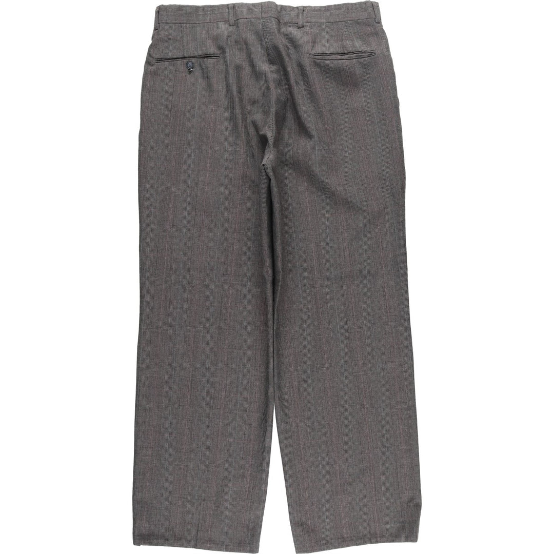 Vintage 80s-90'S Glen Plaid Two-pleat Men's Slacks, Size W35 unclear gray type Vintage Second Hand