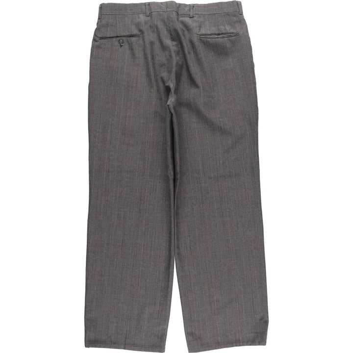 Vintage 80s-90'S Glen Plaid Two-pleat Men's Slacks, Size W35 unclear gray type Vintage Second Hand