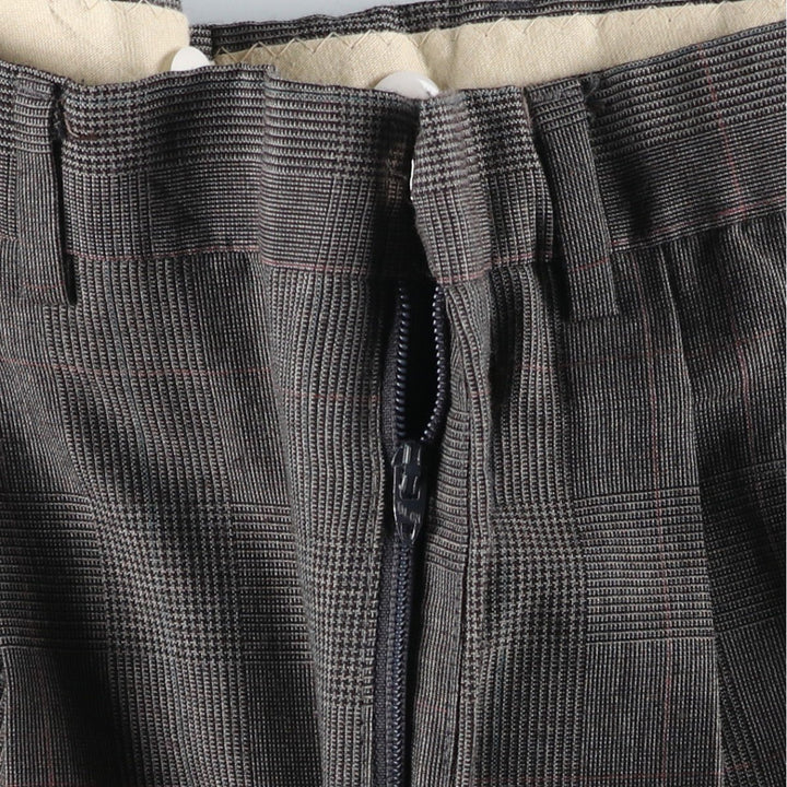 Vintage 80s-90'S Glen Plaid Two-pleat Men's Slacks, Size W35 unclear gray type Vintage Second Hand