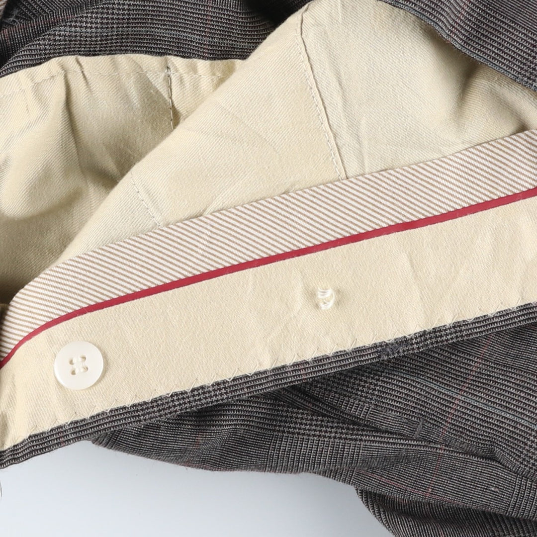 Vintage 80s-90'S Glen Plaid Two-pleat Men's Slacks, Size W35 unclear gray type Vintage Second Hand