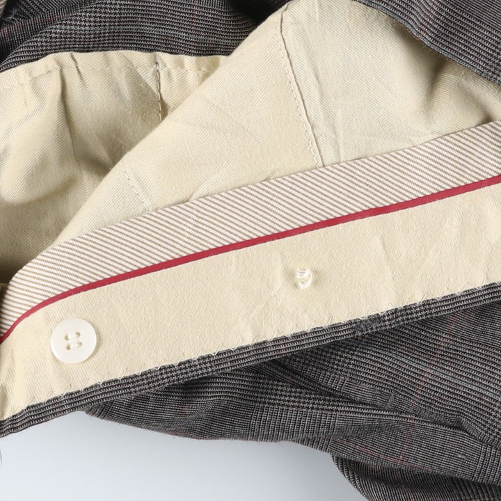 Vintage 80s-90'S Glen Plaid Two-pleat Men's Slacks, Size W35 unclear gray type Vintage Second Hand