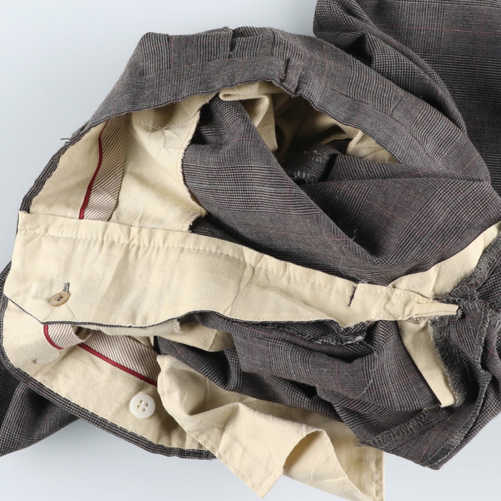 Vintage 80s-90'S Glen Plaid Two-pleat Men's Slacks, Size W35 unclear gray type Vintage Second Hand