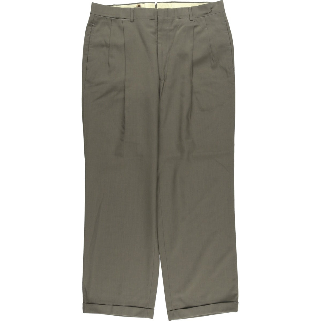 Vintage 70s-80'S Men's Two-pleat Slacks, Size W37 unclear gray type Vintage Second Hand