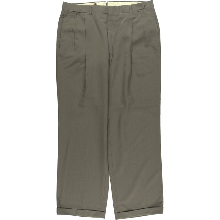 Vintage 70s-80'S Men's Two-pleat Slacks, Size W37 unclear gray type Vintage Second Hand