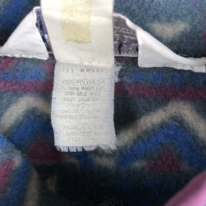 90'S Columbia White Tag All-Over Print Half-Zip Fleece Pullover, Made in USA, Men's XL, Vintage polyester blue type Vintage Second Hand