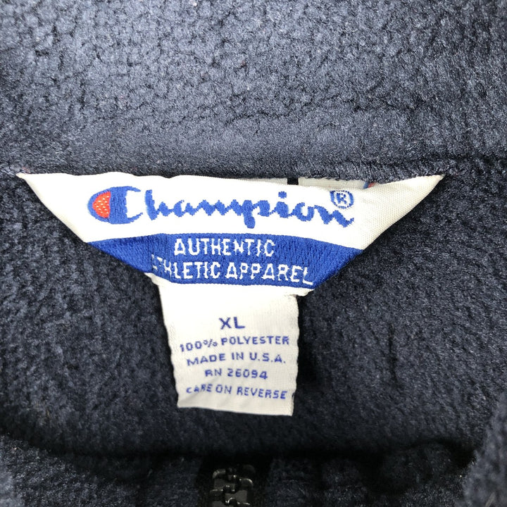 90s-00'S Champion Authentic Athletic Apparel Half-Zip Fleece Pullover, Made in USA, Men's XL polyester navy blue type Vintage Second Hand
