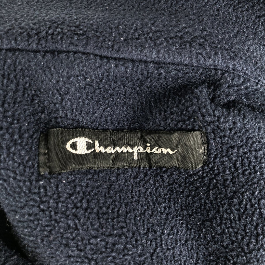 90s-00'S Champion Authentic Athletic Apparel Half-Zip Fleece Pullover, Made in USA, Men's XL polyester navy blue type Vintage Second Hand