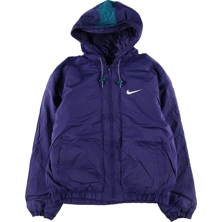 90'S Nike padded hoodie/puffer jacket, women's size M, vintage polyester purple type Vintage Second Hand