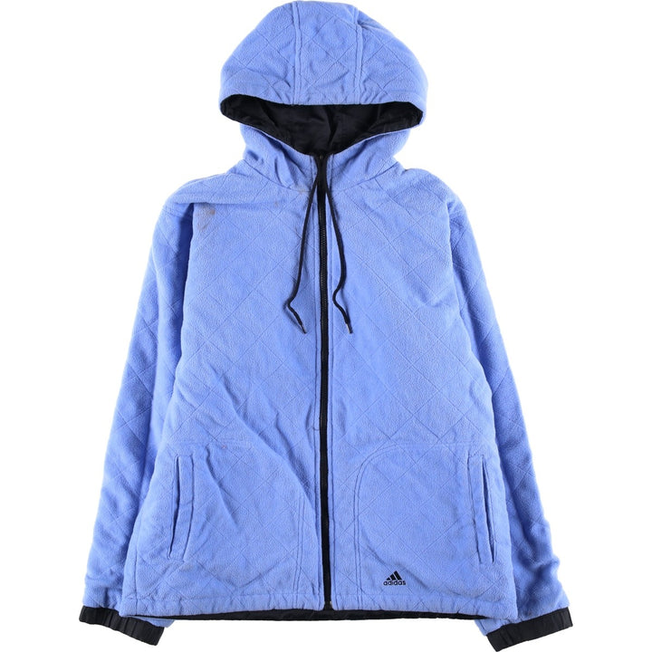 2000'S adidas reversible padded hoodie/puffer jacket, women's size L Nylon black type Vintage Second Hand