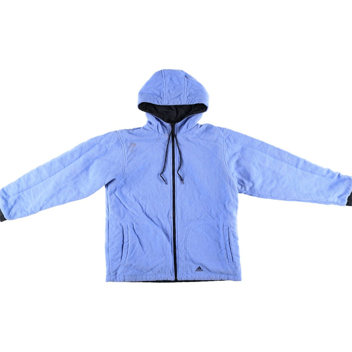 2000'S adidas reversible padded hoodie/puffer jacket, women's size L Nylon black type Vintage Second Hand