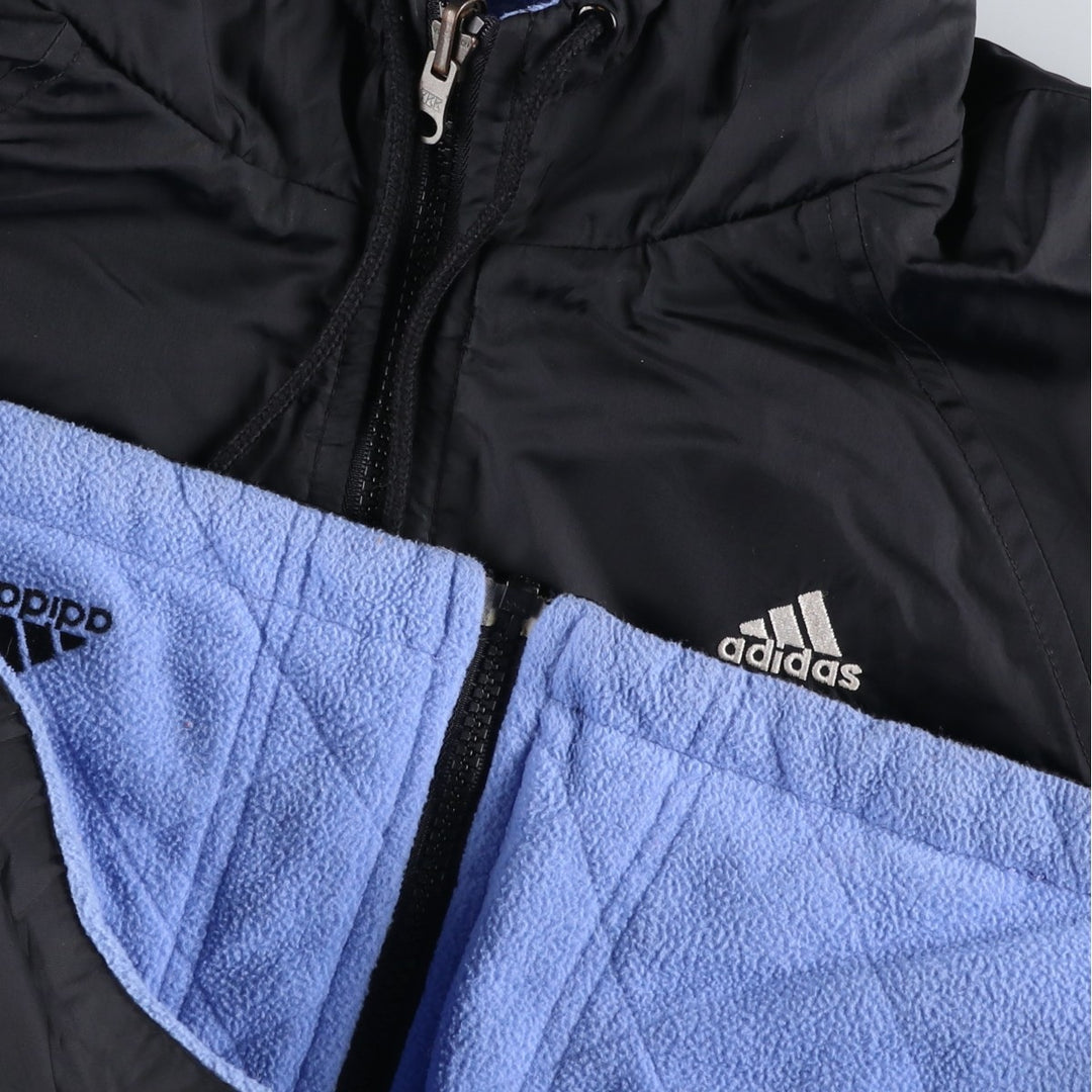 2000'S adidas reversible padded hoodie/puffer jacket, women's size L Nylon black type Vintage Second Hand