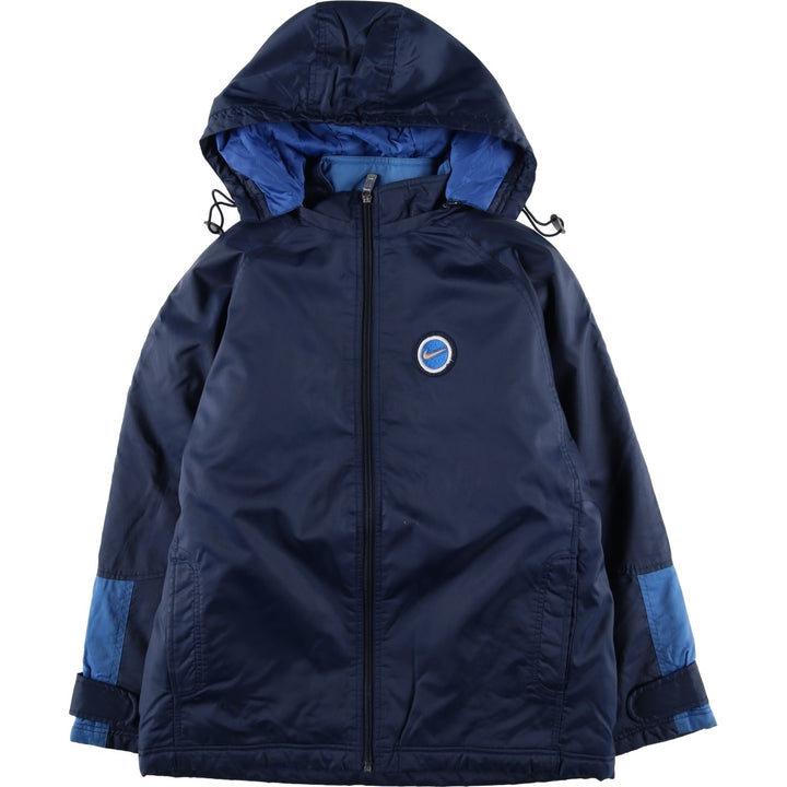 90'S Nike padded hoodie/puffer jacket, women's size L, vintage Nylon navy blue type Vintage Second Hand