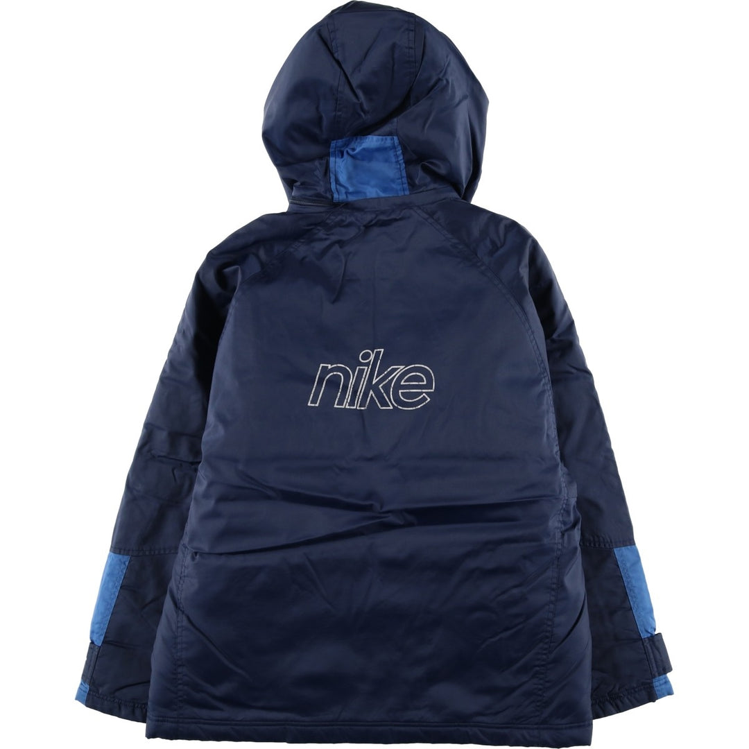 90'S Nike padded hoodie/puffer jacket, women's size L, vintage Nylon navy blue type Vintage Second Hand