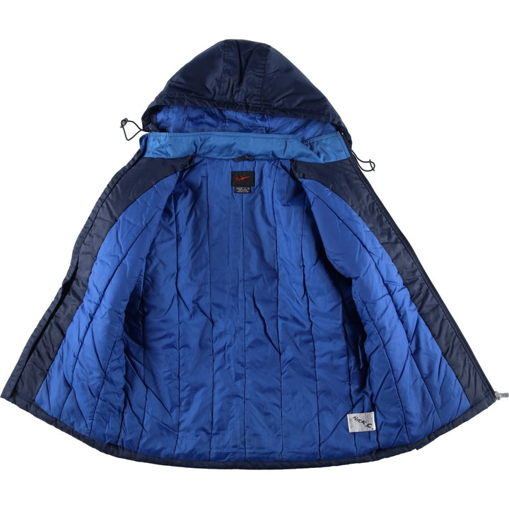 90'S Nike padded hoodie/puffer jacket, women's size L, vintage Nylon navy blue type Vintage Second Hand