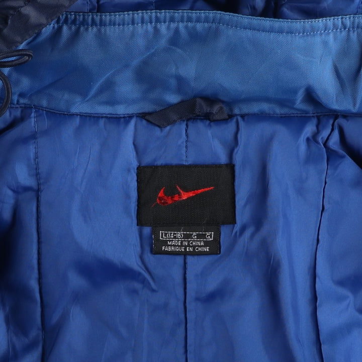 90'S Nike padded hoodie/puffer jacket, women's size L, vintage Nylon navy blue type Vintage Second Hand