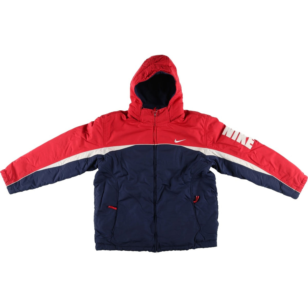 2000'S Nike Reversible Padded Parka Puffer Jacket, Women's, Size XL Nylon red type Vintage Second Hand