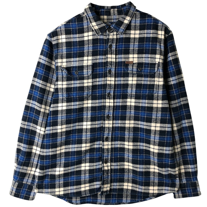 ORVIS Long Sleeve Heavy Flannel Check Shirt, Men's Size L cotton blue type Vintage Second Hand