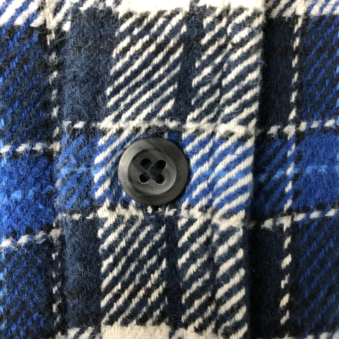 ORVIS Long Sleeve Heavy Flannel Check Shirt, Men's Size L cotton blue type Vintage Second Hand