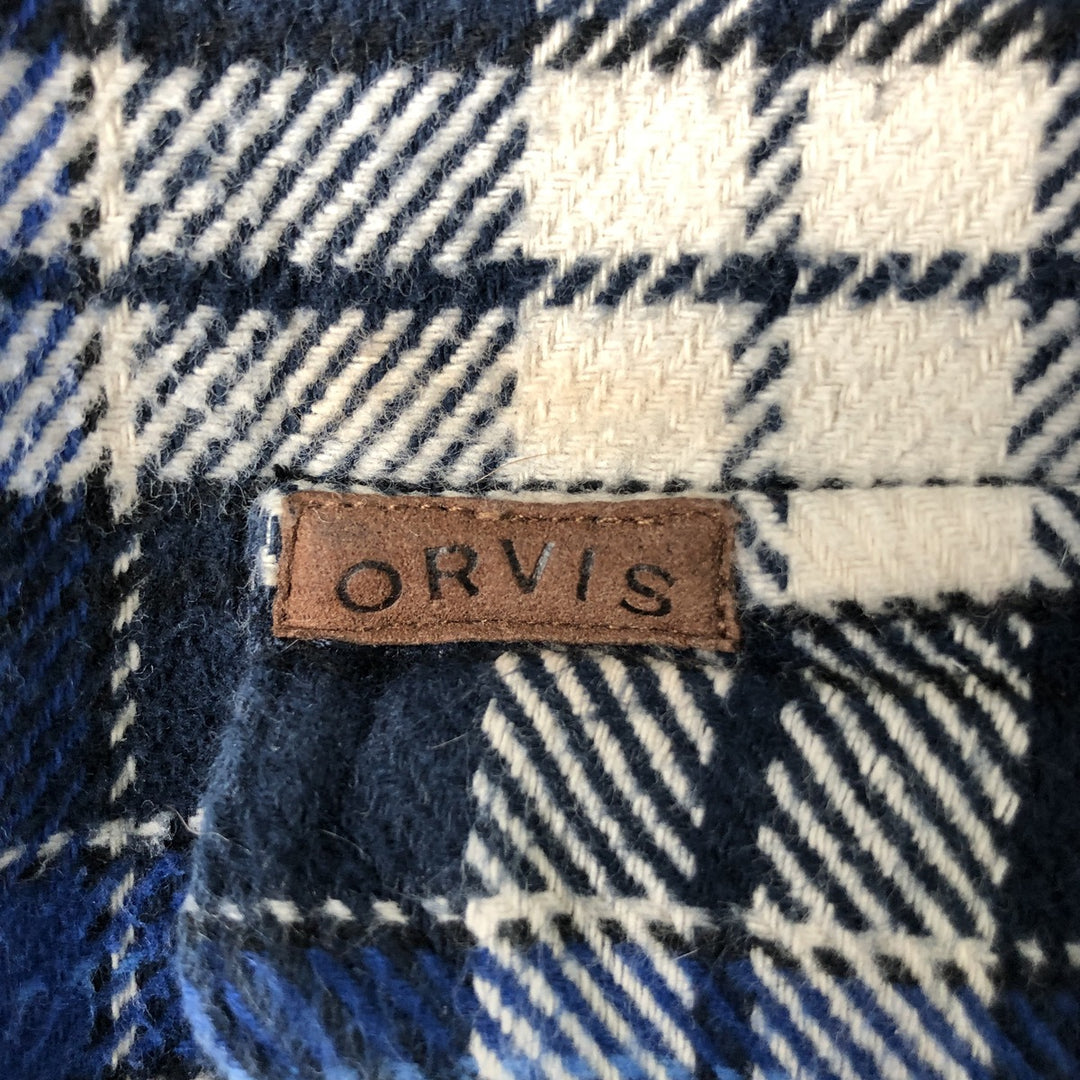 ORVIS Long Sleeve Heavy Flannel Check Shirt, Men's Size L cotton blue type Vintage Second Hand