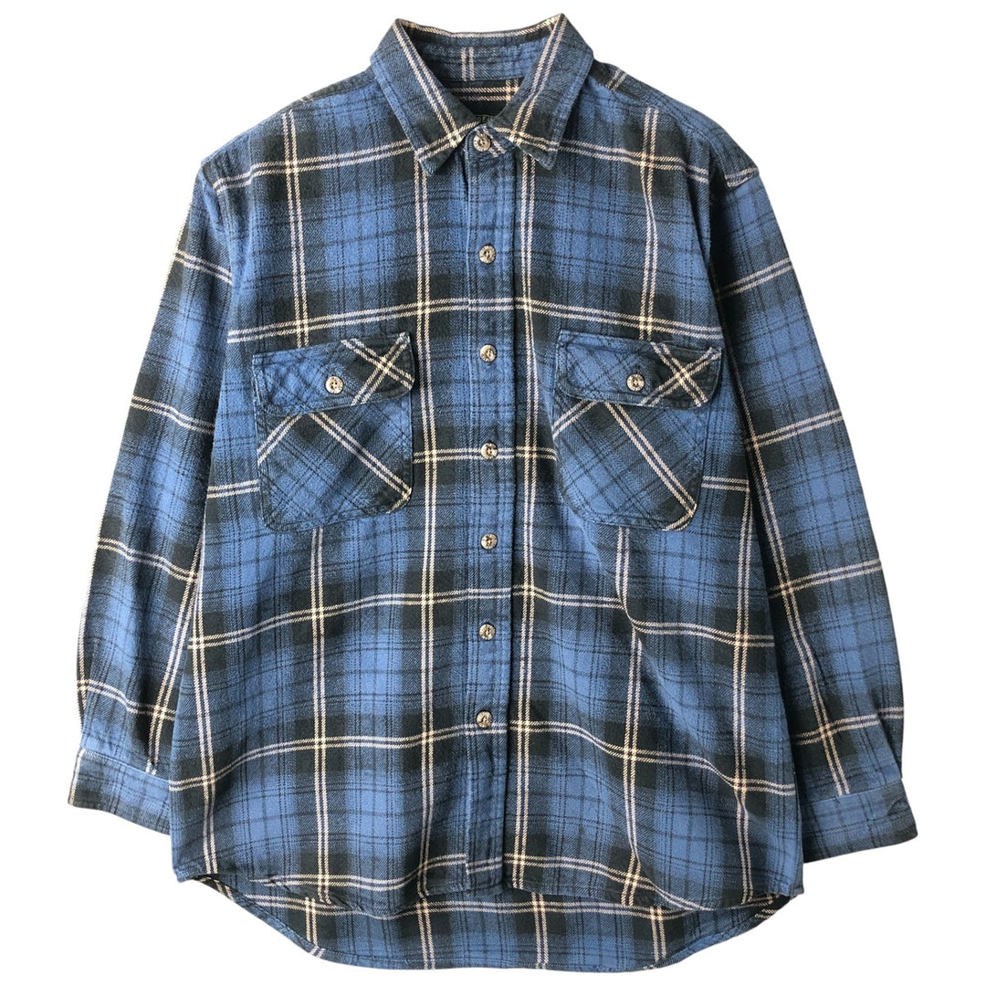 FIELD AND STREAM Long Sleeve Flannel Check Shirt, Men's Size M cotton blue type Vintage Second Hand