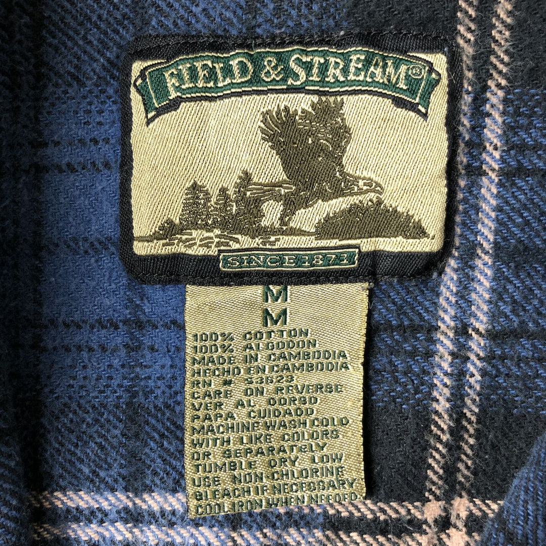 FIELD AND STREAM Long Sleeve Flannel Check Shirt, Men's Size M cotton blue type Vintage Second Hand