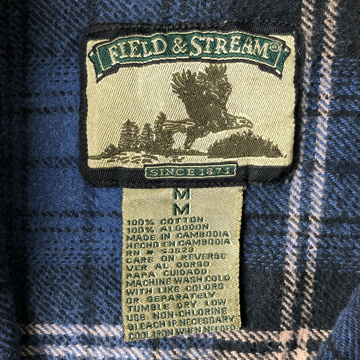 FIELD AND STREAM Long Sleeve Flannel Check Shirt, Men's Size M cotton blue type Vintage Second Hand