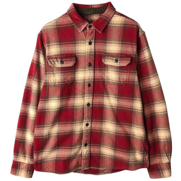 ORVIS Ombre Check Long Sleeve Flannel Check Shirt, Men's Size L cotton red type Vintage Second Hand