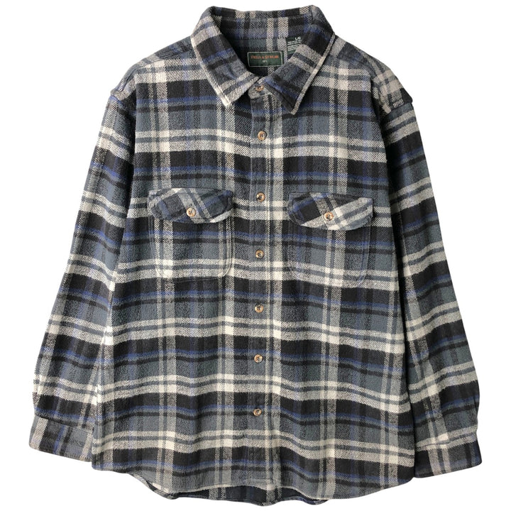FIELD AND STREAM Long Sleeve Flannel Check Shirt, Men's Size L cotton gray type Vintage Second Hand