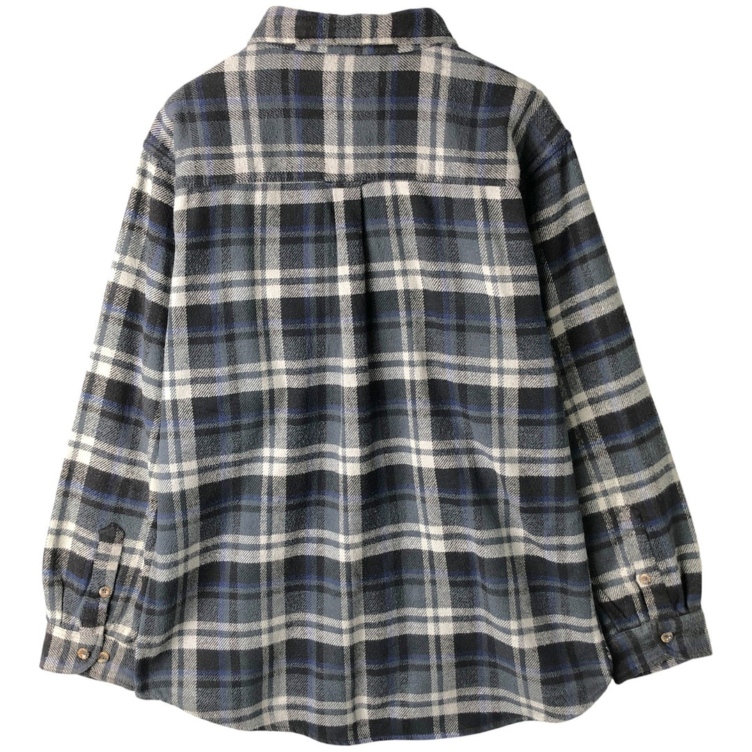 FIELD AND STREAM Long Sleeve Flannel Check Shirt, Men's Size L cotton gray type Vintage Second Hand