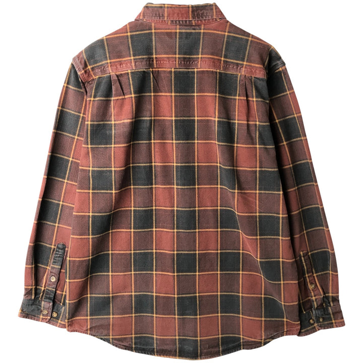 Carhartt ORIGINAL FIT long sleeve flannel check shirt, men's size L cotton red type Vintage Second Hand