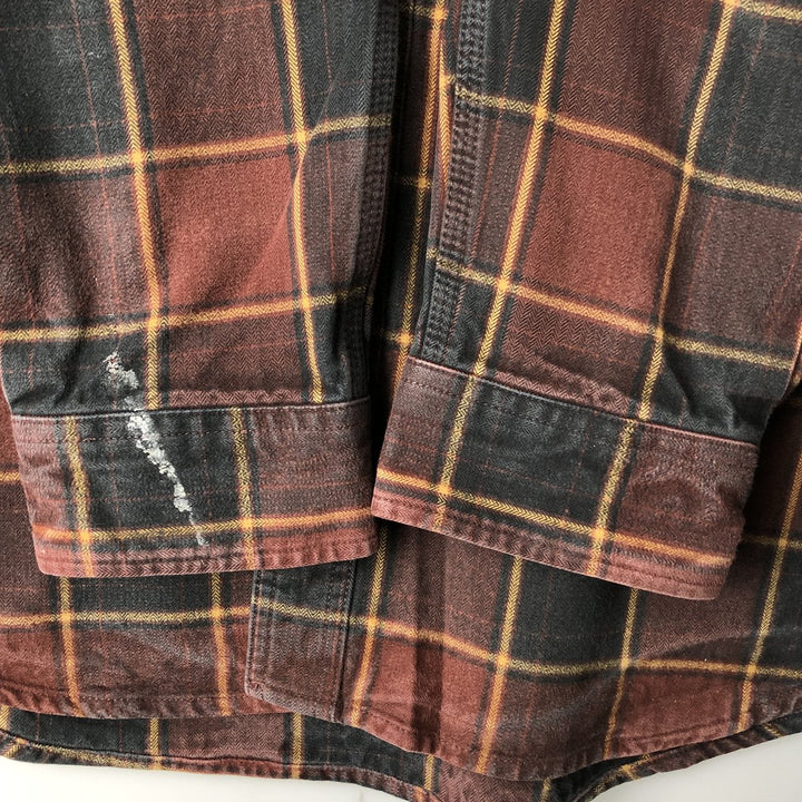 Carhartt ORIGINAL FIT long sleeve flannel check shirt, men's size L cotton red type Vintage Second Hand
