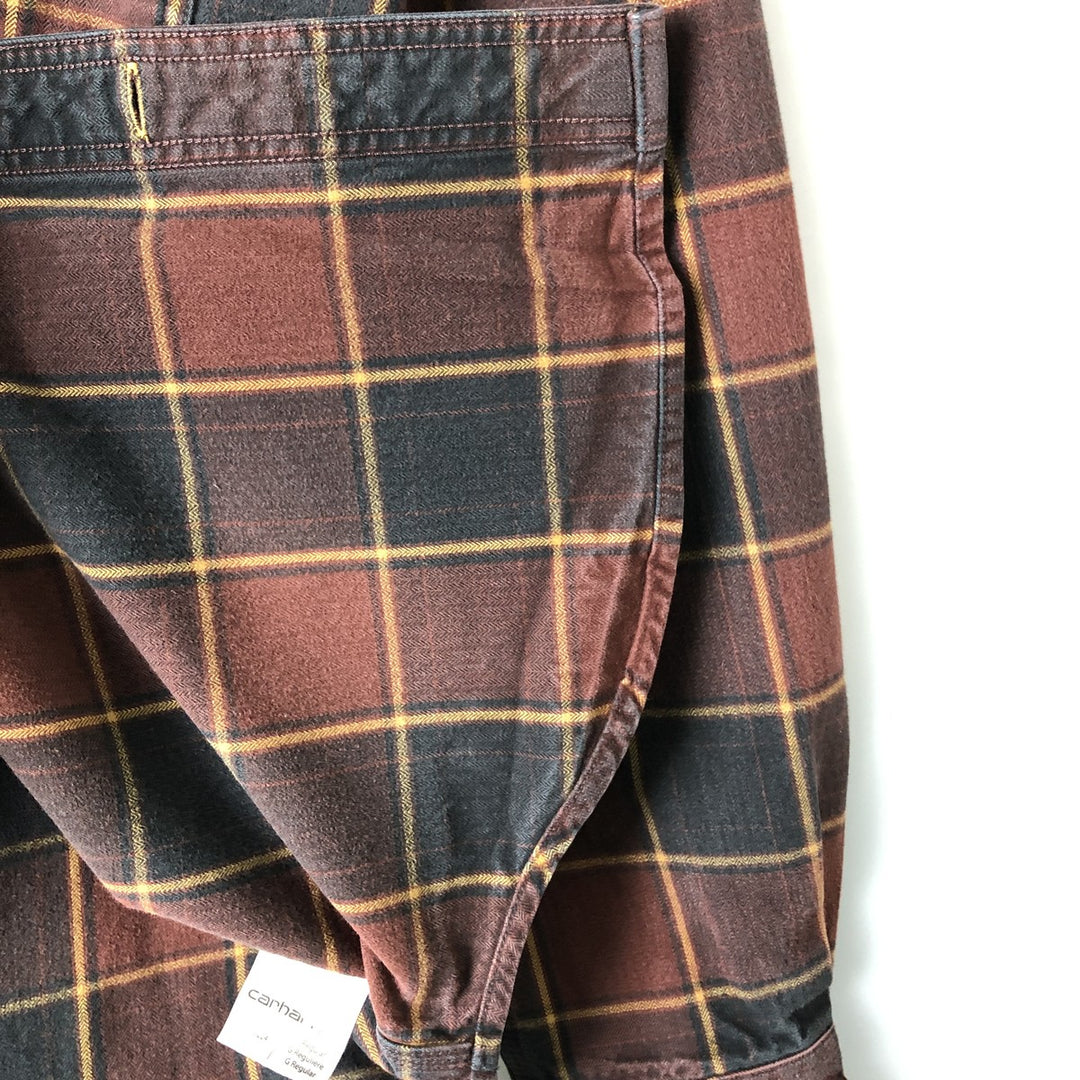 Carhartt ORIGINAL FIT long sleeve flannel check shirt, men's size L cotton red type Vintage Second Hand