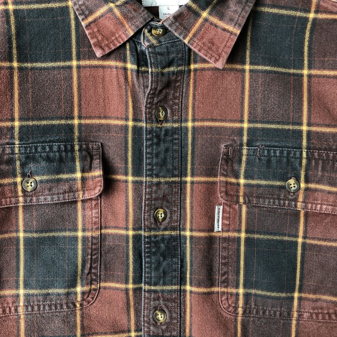 Carhartt ORIGINAL FIT long sleeve flannel check shirt, men's size L cotton red type Vintage Second Hand